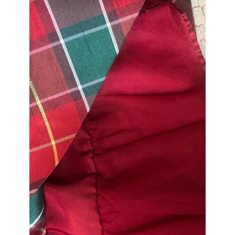 Gymboree Plaid‎ Dress Girls Size 7 Red Excellent Holiday Christmas Taffeta